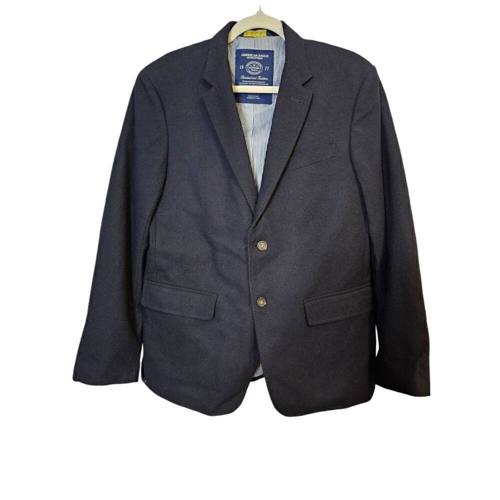 American Eagle navy blue wool blend Legendary blazer. Size M.
